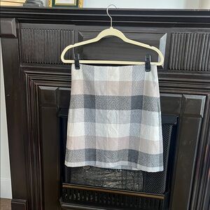 LOFT Checkered Mini Skirt in Gray and White